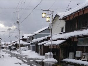 雪が積もった田舎